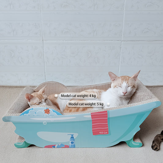 Tada Miaow 골판지 고양이 긁기 보드, 종이 조각이 여기저기 흩어지는 것을 방지하기 위한 이중 장벽. 초대형 및 초폭. 매장 관리자 추천. 9.07KG 미만의 고양이에게 적합. 뚱뚱한 고양이 및 여러 고양이에게 적합. 파란색 욕조 스타일. 누워서 자고 발톱을 갈 수 있습니다No.3157