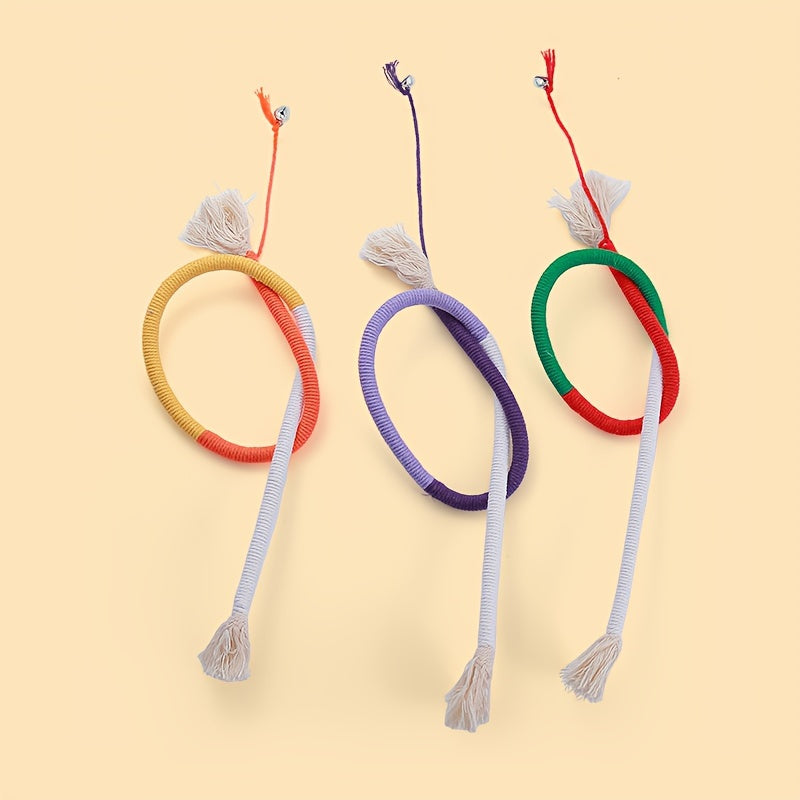 SILICAT 플러시 고양이 장난감, 벨이 달린 내구성 있는 끈 치아 청소 애완 동물 장난감, 배터리가 필요하지 않음, 고양이용 상호 작용 플레이 액세서리No.3320
