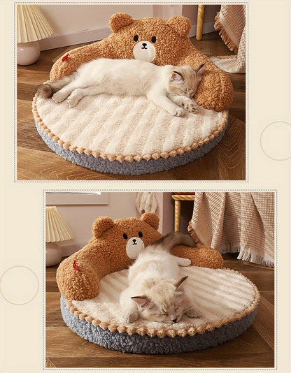 소형견과 고양이를 위한 부드럽고 내구성 있는 원형 침대 - 실내외 사용 가능 탈부착 가능한 매트와 매트리스No.3303