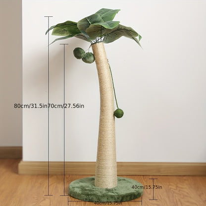 80.01cm 바나나 잎 고양이 긁기 포스트와 등반 프레임 - 내구성 있는 목재 섬유 구조, 실내 고양이에게 이상적No.3139