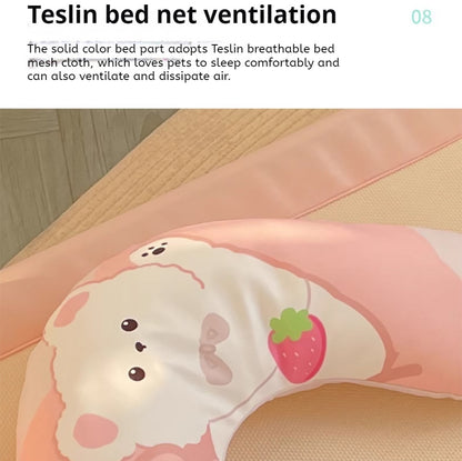 네 сез온 유니버설 애완 동물 침대 - 봄과 여름 따뜻한 패드, 분리 및 세탁 가능, 습도 방지, 고정된 고양이와 개 침대, 통기성 캔디 색상, 귀여운 스타일, 애완 동물 30kg 이하에 적합No.3280
