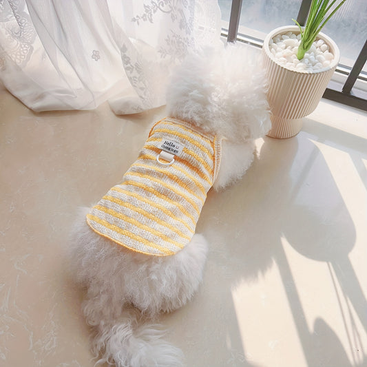 귀여운 "안녕하세요" 자수 애완동물 조끼 - 가벼우며 통기성이 좋은 니트 풀오버 소형 개 및 고양이용, 손세탁만, 봄과 여름에 완벽합니다.No.3264