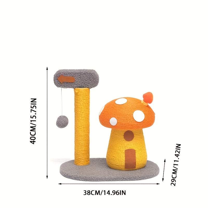 기발한 버섯 모양의 시살 고양이 긁기 포스트 | 내구성 및 내마모성, 장난감 매달린 공 포함 | 실내 고양이의 발톱 관리 및 오락에 이상적No.3197