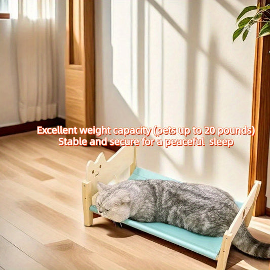 나무 만화 고양이 침대 - 재미있고 내구성 있는 사계절용 디자인, 쉬운 조립, 귀여운 소 프린트 패브릭 디자인, 어린이 방 가구 | 매력적인 침실 장식 | 천연 나무 제작, 새끼 고양이 침대No.3323