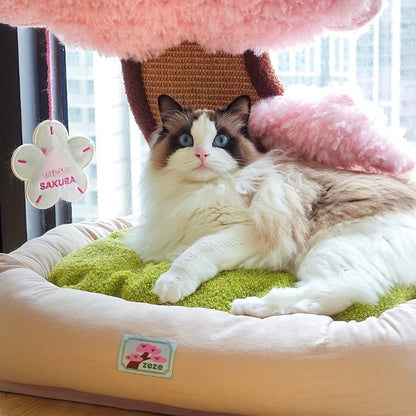 고전적인 폴리에스터 고양이 집 및 콘도 - 충전되지 않은, 조립된, 독특한 미니멀리스트 고양이 침대, 통합된 긁는 포스트, 편안한 애완 동물 매트, 고양이에게 이상적인 생일 선물No.3194