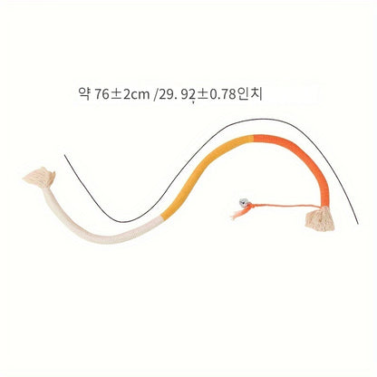 SILICAT 플러시 고양이 장난감, 벨이 달린 내구성 있는 끈 치아 청소 애완 동물 장난감, 배터리가 필요하지 않음, 고양이용 상호 작용 플레이 액세서리No.3320