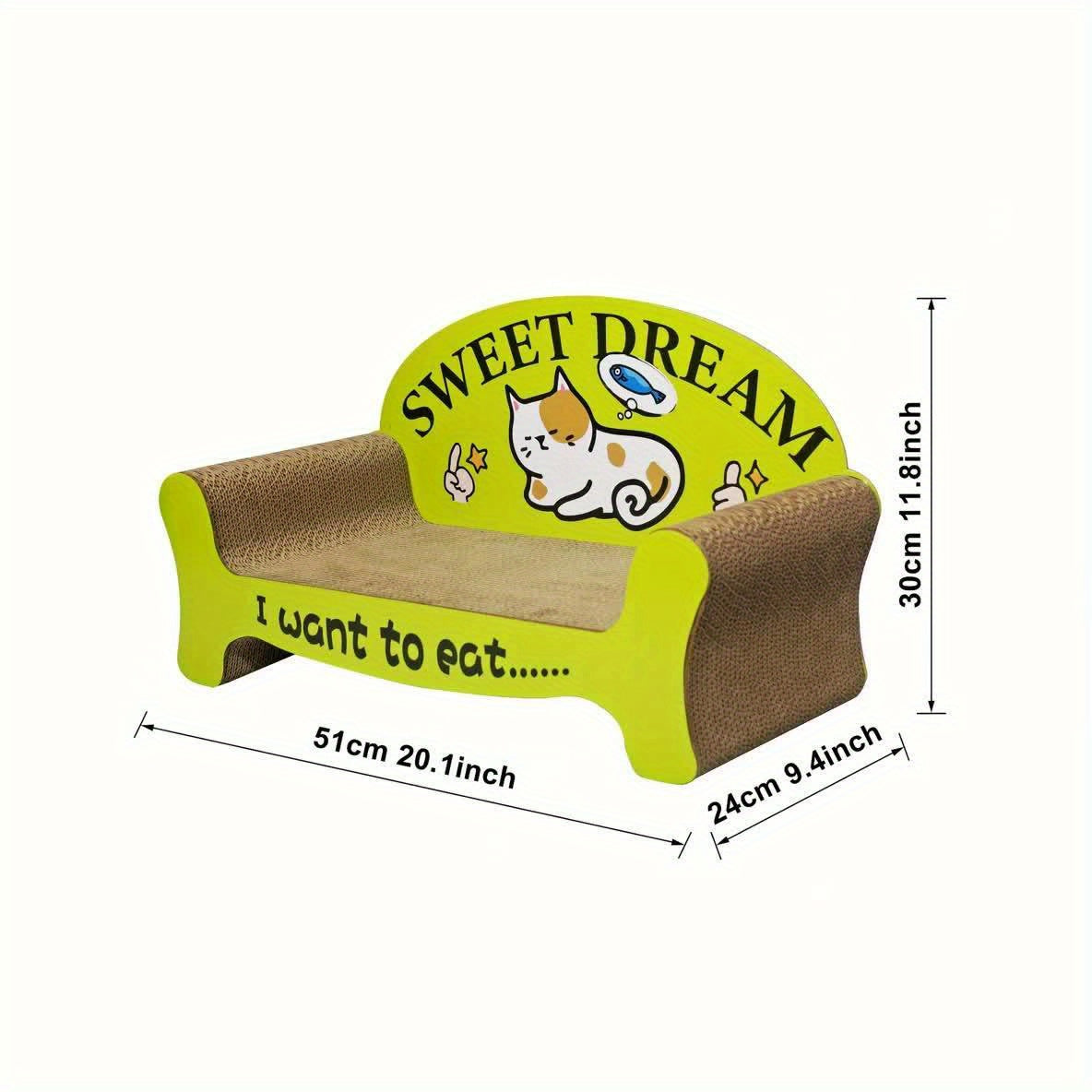 대형 고양이 긁는 라운지 - "Sweet Dreams" 디자인, 내구성이 뛰어난 카드보드 고양이 소파 및 긁는 보드 콤보, 수직 대형 영역 발톱 친화적인 애완 동물 가구No.3178