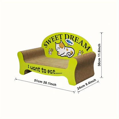 대형 고양이 긁는 라운지 - "Sweet Dreams" 디자인, 내구성이 뛰어난 카드보드 고양이 소파 및 긁는 보드 콤보, 수직 대형 영역 발톱 친화적인 애완 동물 가구No.3178