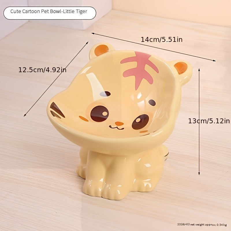 창의적인 고양이 그릇, 기울어지지 않도록 보호하는 스탠드가 있는 세라믹 음식 및 물 그릇, 목을 보호하는 경사 디자인No.3254