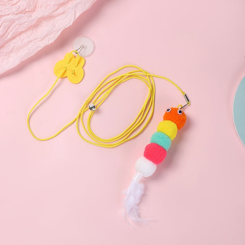 고양이 장난감 셀프 안녕 답답함 해소 그네 타기 문 걸기 신축 깃털 매달기 고양이 방망이 방울 놀리기 애완동물 장난감No.1392