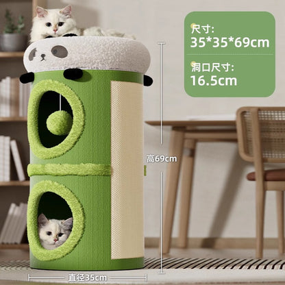 고양이 등반 프레임 고양이 둥지 고양이 나무 통합 다층 고양이 나무 구멍 겨울 이중 층 고양이 스크래칭 보드 겨울 고양이 집 겨울 따뜻함No.1576