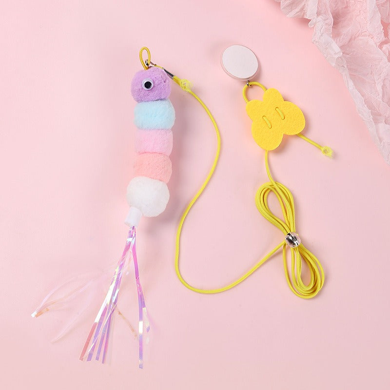 고양이 장난감 셀프 안녕 답답함 해소 그네 타기 문 걸기 신축 깃털 매달기 고양이 방망이 방울 놀리기 애완동물 장난감No.1392